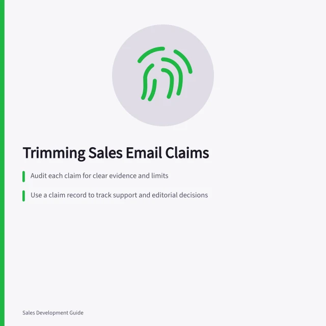 Trimming Sales Email Claims: Audit each claim for clear evidence and limits; Use a claim record to track support and editorial decisions; Australian ACCC requires truthful, verifiable advertising claims. Removing unsupported claims from a sales email